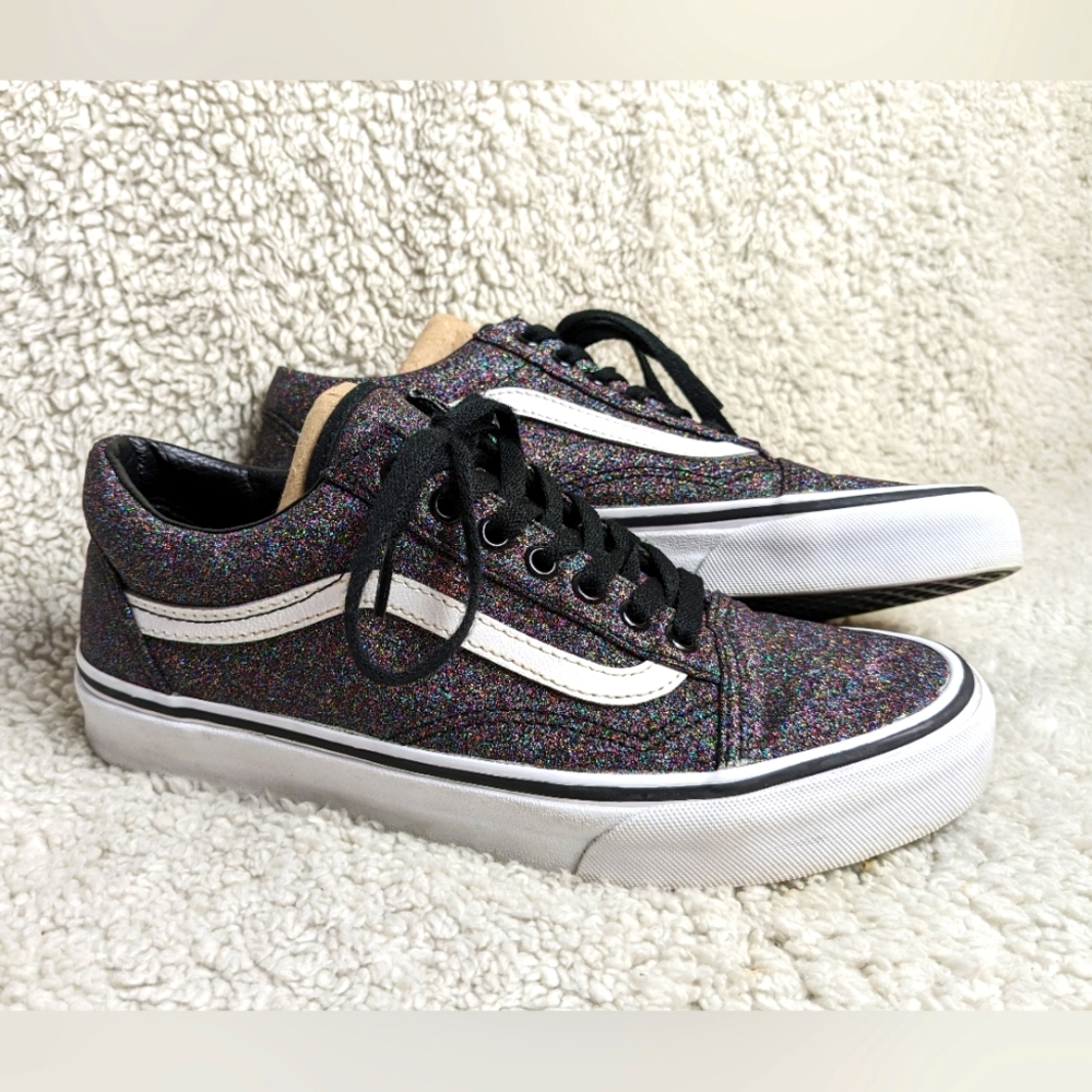 VANS Shoes black with Glitter size 9 women or 7.5 men Almost LIKE NEW CONDITION!
